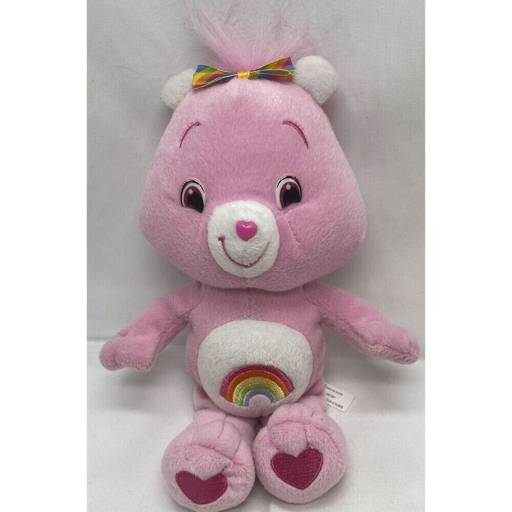 Care Bears Cheer Bear 10” Plush Pink Rainbow 2002 Stuffed Animal Toy Vintage